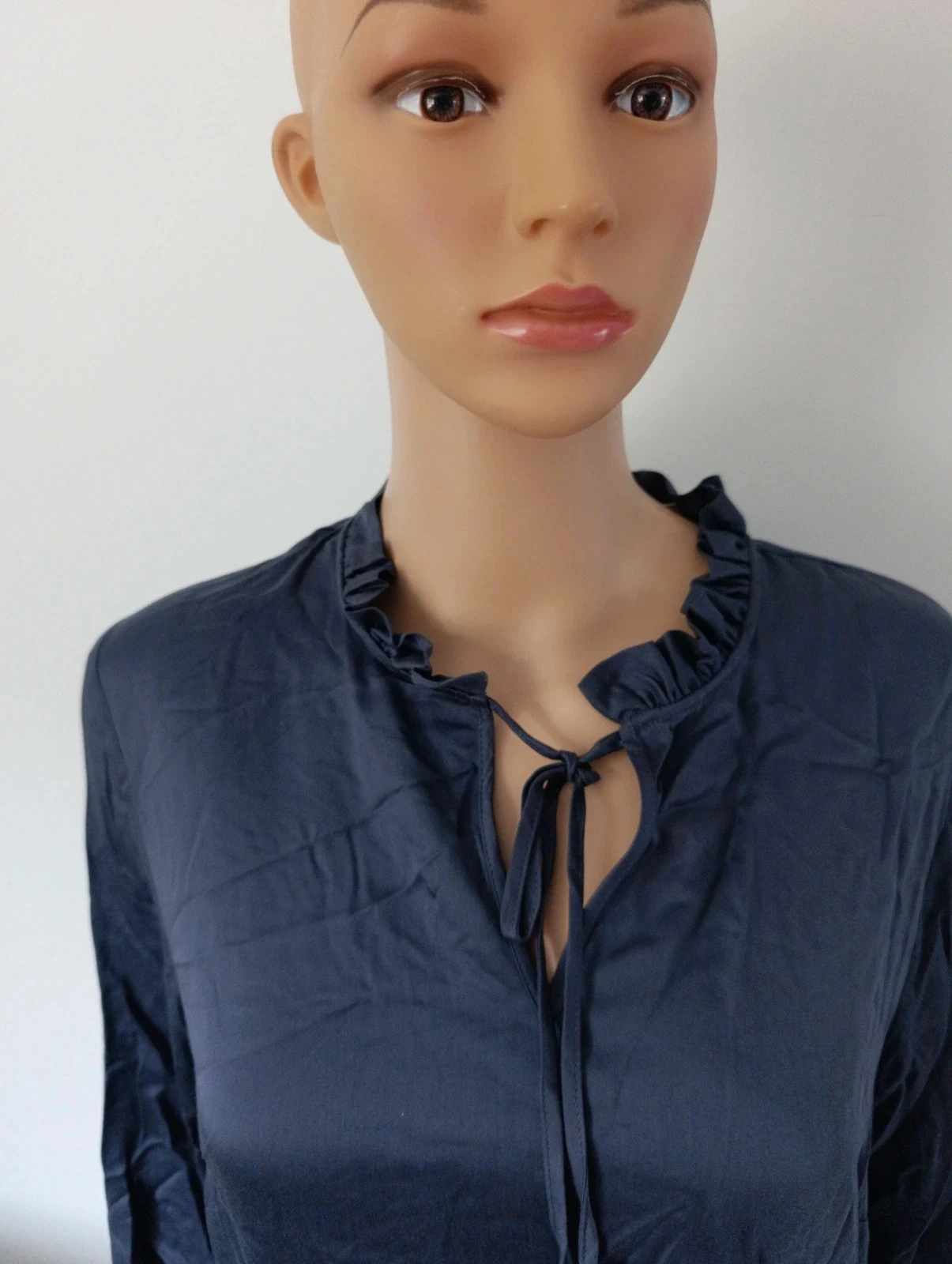 Vestido feminino azul marinho 100% Lyocell - Tamanho 36 - Mangas compridas - Cinto – photo 4